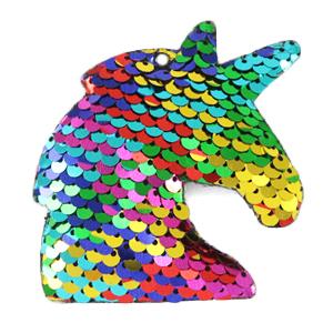 Hanger pailletten unicorn Rainbow 8x7cm