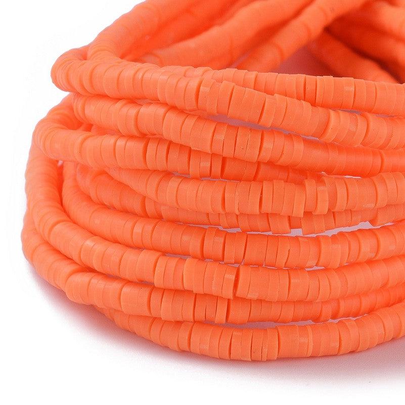 Disc kralen polymeer 4x1mm Bright orange ±40cm - Image 2