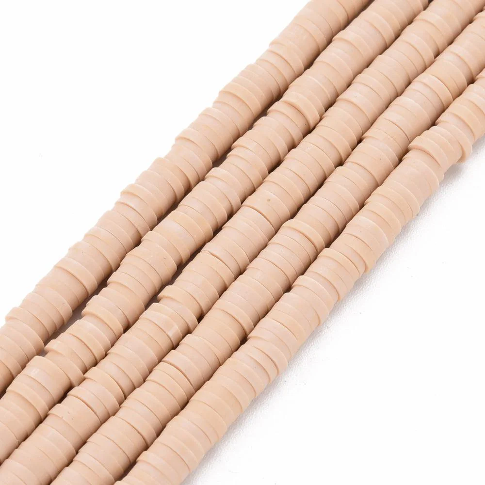 Disc kralen polymeer 4x1mm Licht beige ±400 stuks