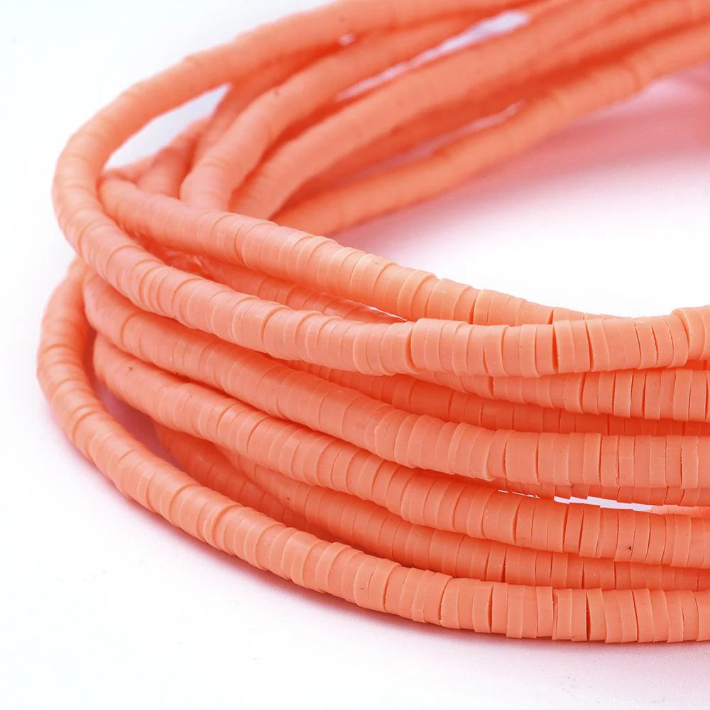 Disc kralen polymeer 4x1mm Soft orange ±400 stuks - Image 2