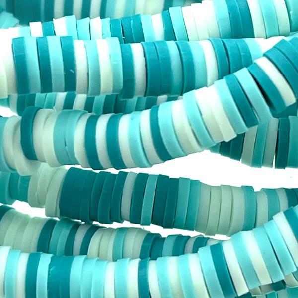 Disc kralen polymeer 6x1mm Blue mixed - ±40cm