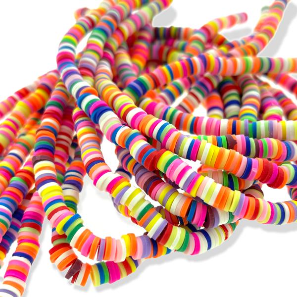 Disc kralen polymeer 6x1mm bright multicolor - ±40cm