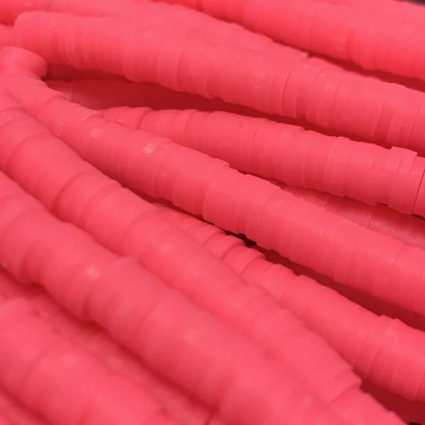 Disc kralen polymeer 6x1mm Licht fluor roze ±400 stuks