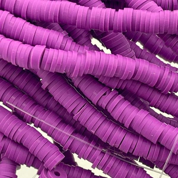 Disc kralen polymeer 6x1mm Medium orchid - ±40cm
