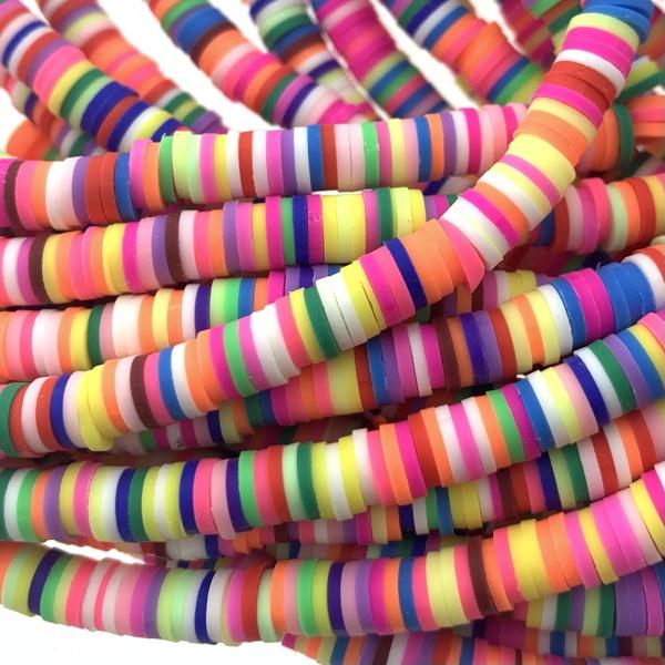 Disc kralen polymeer 6x1mm mix Multicolor - ±40cm
