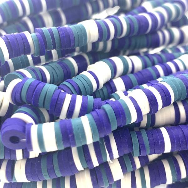 Disc kralen polymeer 6x1mm mix Multicolor blauw - ±40cm