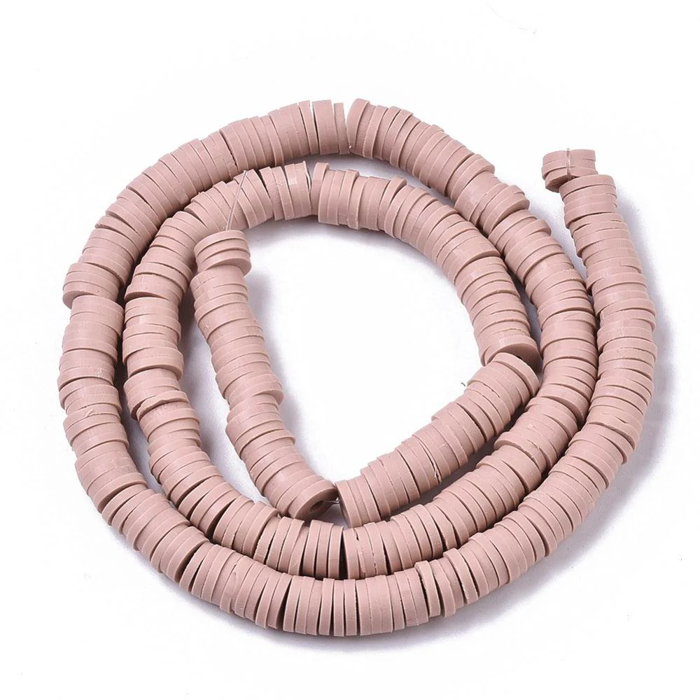 Disc kralen polymeer 6x1mm Poeder roze - ±40cm - Image 2