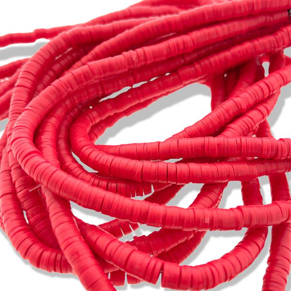 Disc kralen polymeer 6x1mm soft red - ±40cm