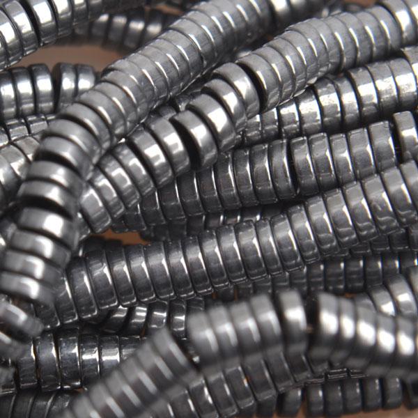 Hematiet disc dark silver plated 3x1mm - 25 stuks
