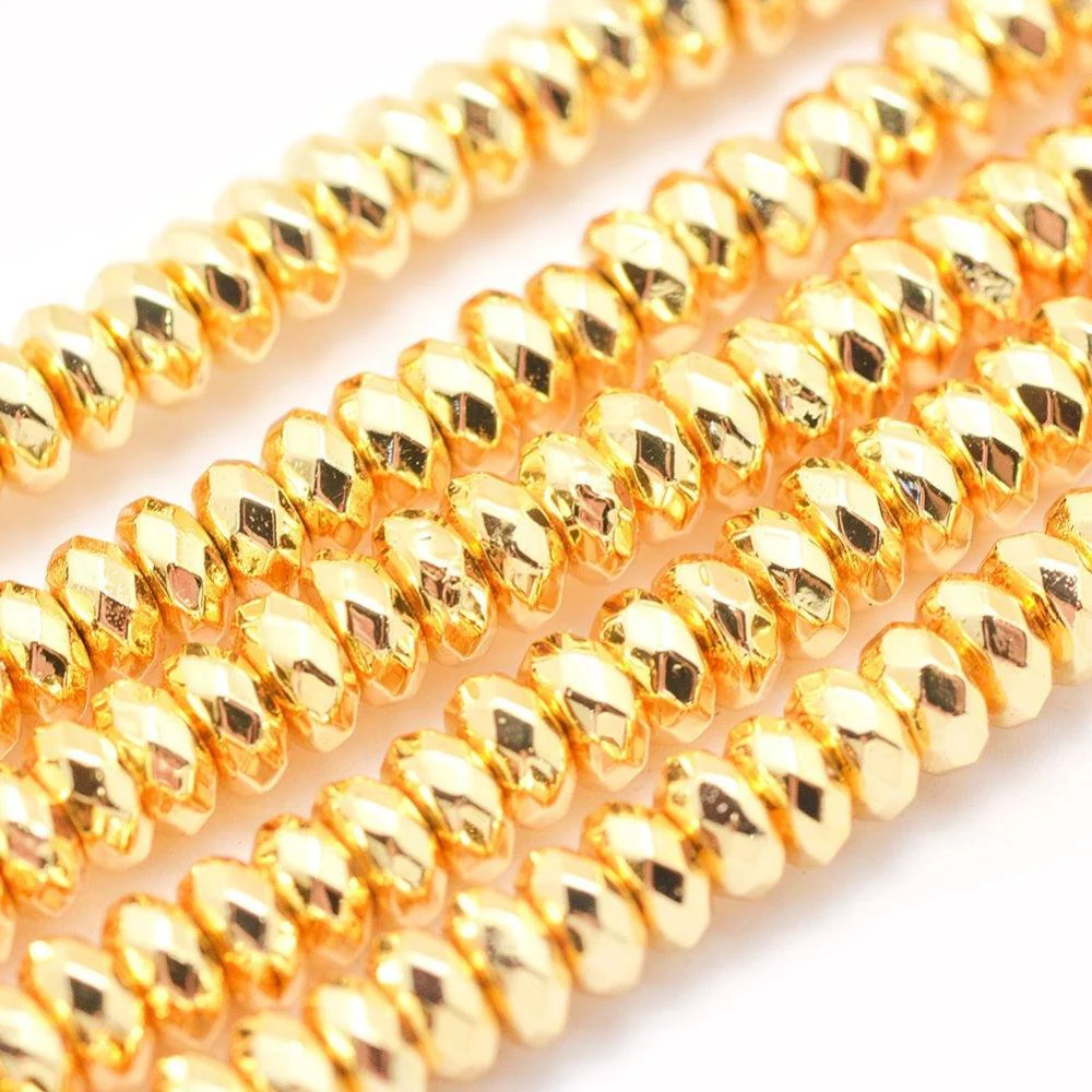 Hematiet disc facet gold plated 4x2mm - per 10 stuks - Image 2