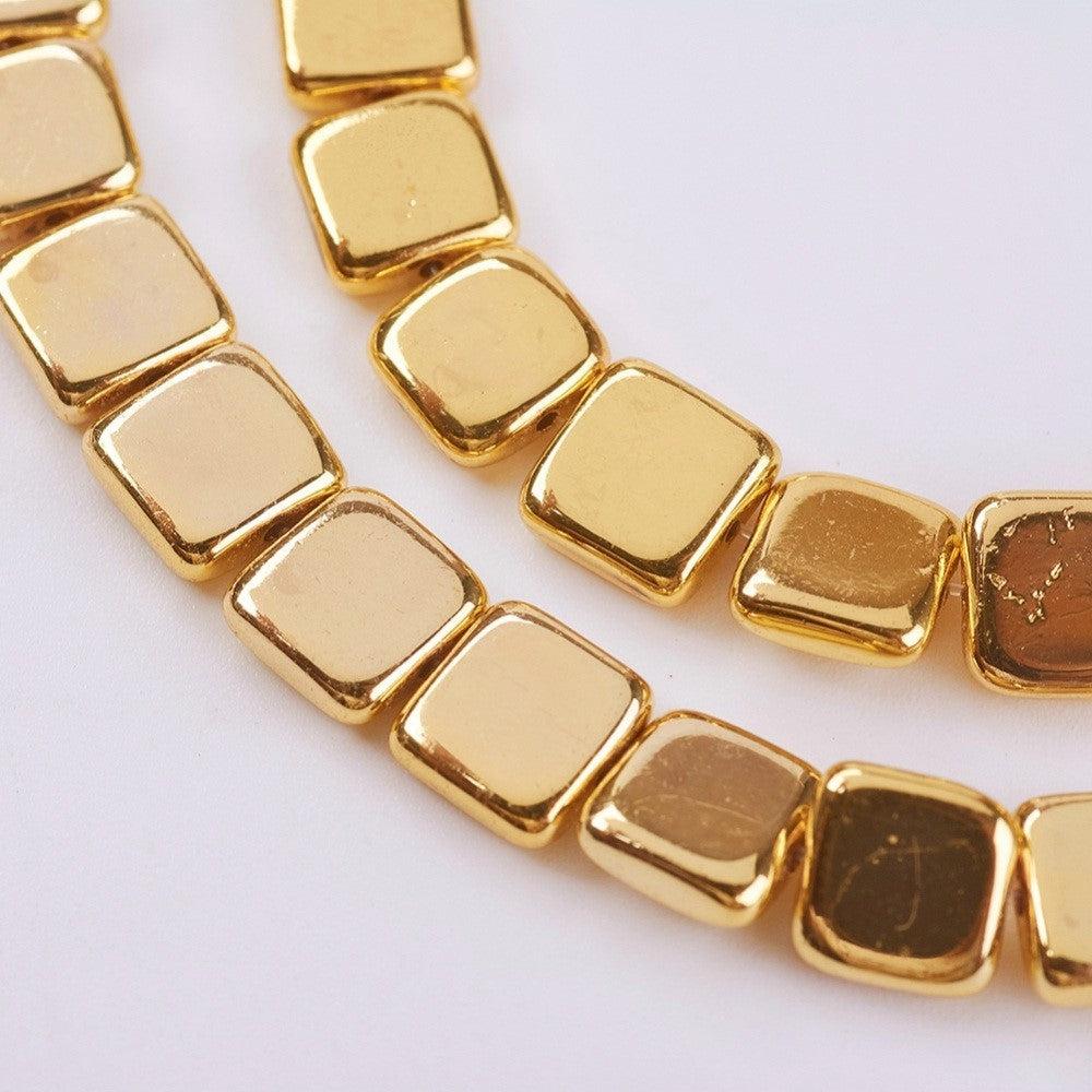 Hematiet electroplate vierkant gold plated 6mm - 8 stuks - Image 2