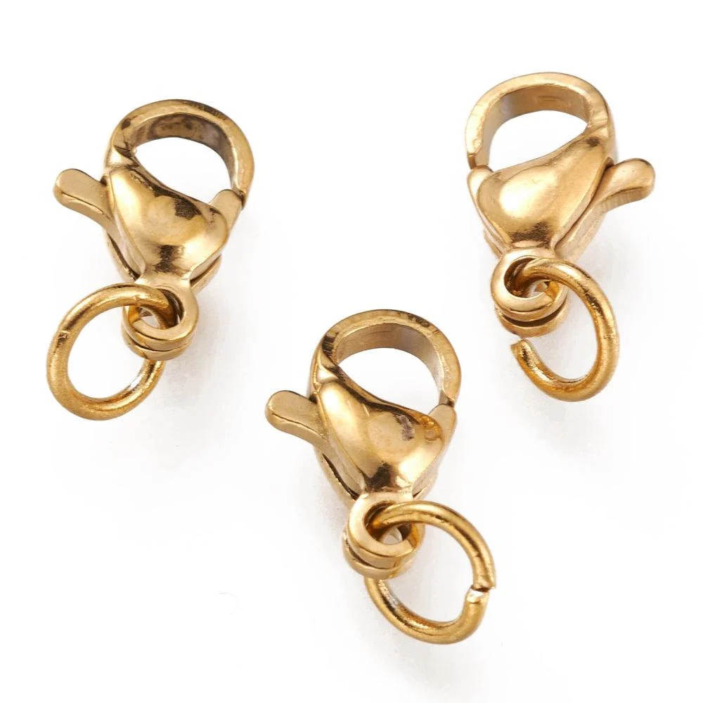 Karabijn sluiting Premium RVS Goud 10mm - per 10 stuks
