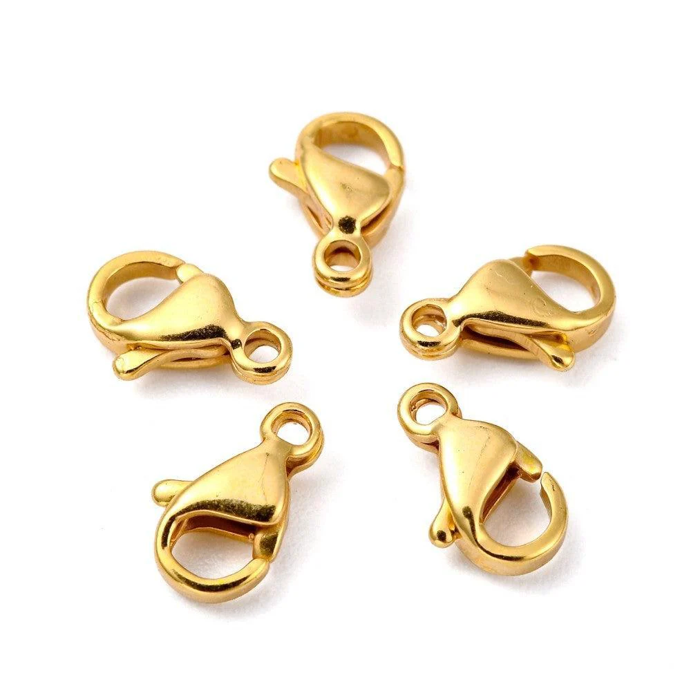 Karabijn sluiting RVS 24K Gold Plated 9mm - per stuk - Image 2
