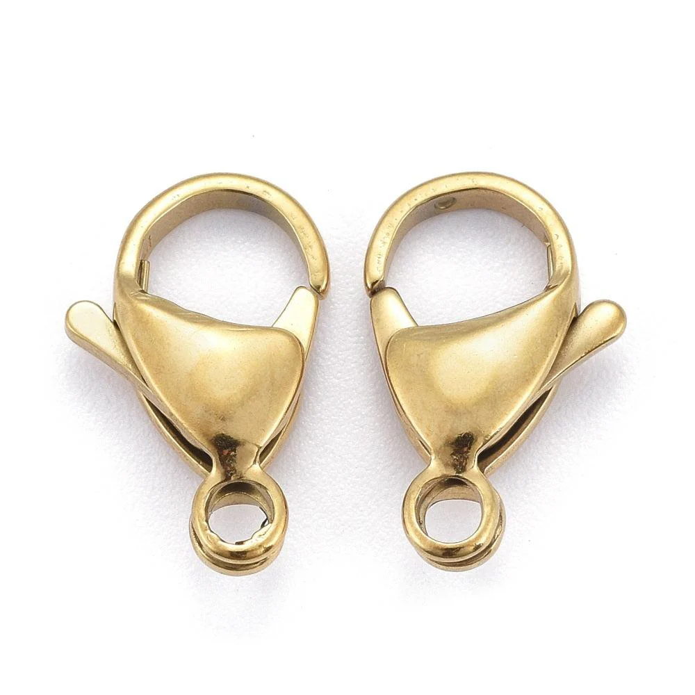 Karabijn sluiting Stainless Steel 18kr goud 11x7mm - per stuk