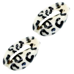 Kauri open schelp Black-white leopard ±17x12mm