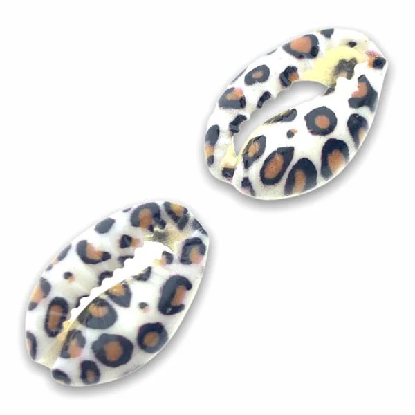 Kauri open schelp Brown-black leopard ±17x12mm