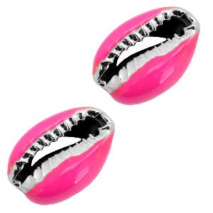 Kauri open schelp Pink-Silver ±17x12mm