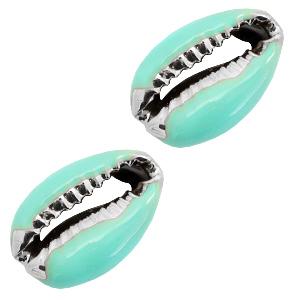 Kauri open schelp Turquoise-Silver ±17x12mm