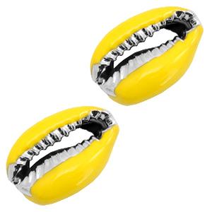 Kauri open schelp Yellow-Silver ±17x12mm