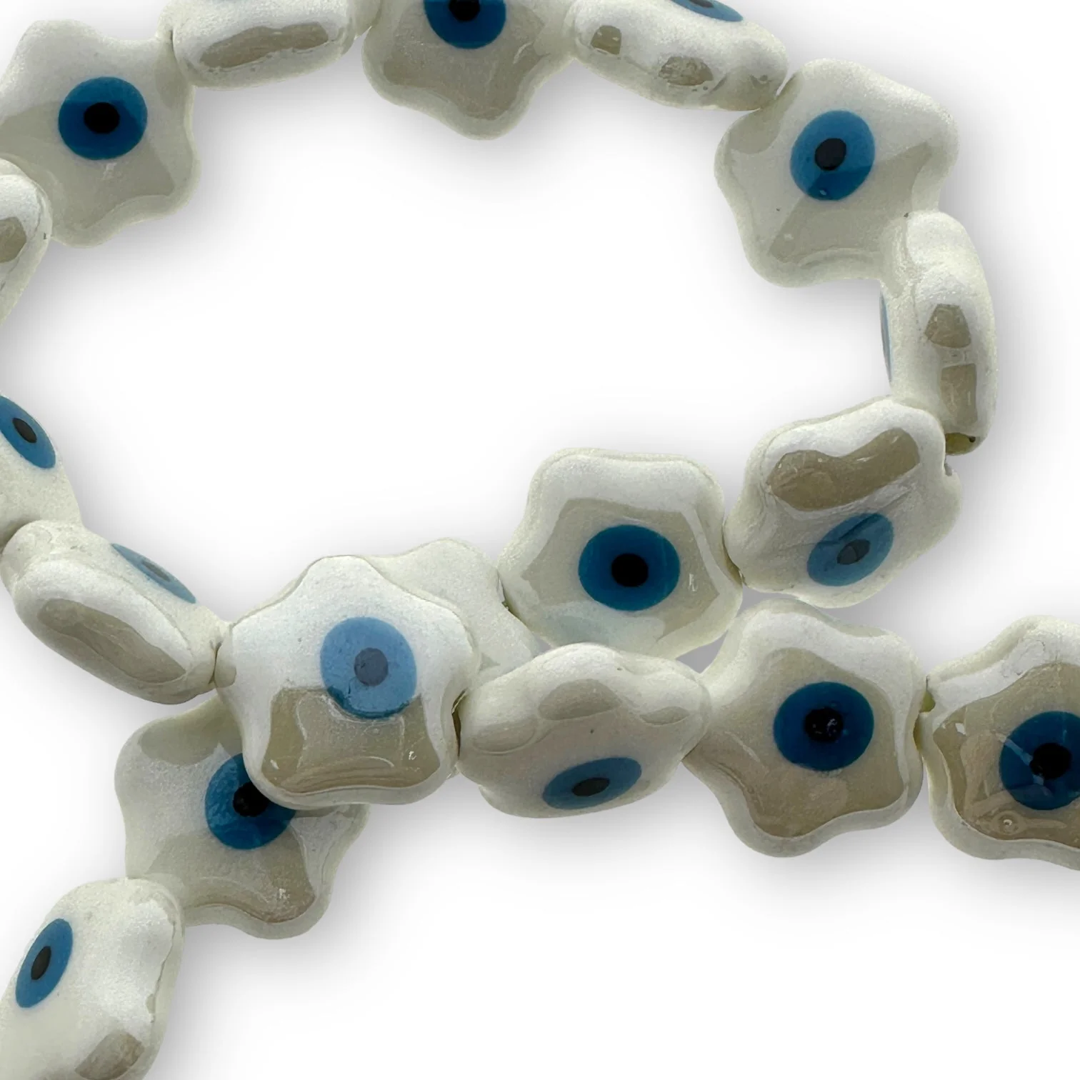 Keramiek kraal evil eye bloem 14x15x6.5mm- per stuk