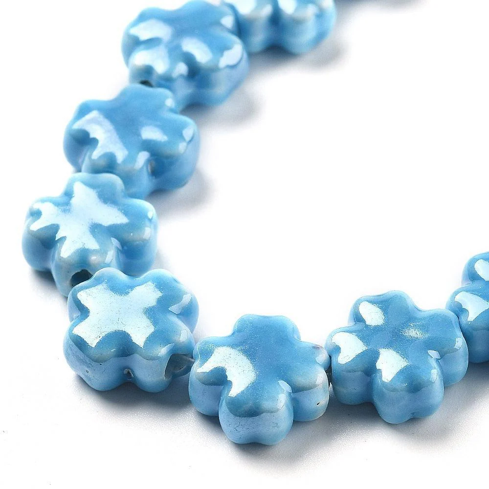 Keramiek kraal Klaver Sky Blue 12mm- per stuk - Image 2