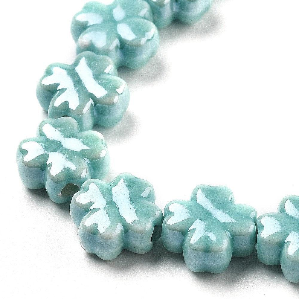 Keramiek kraal Klaver Turquoise 12mm- per stuk - Image 2