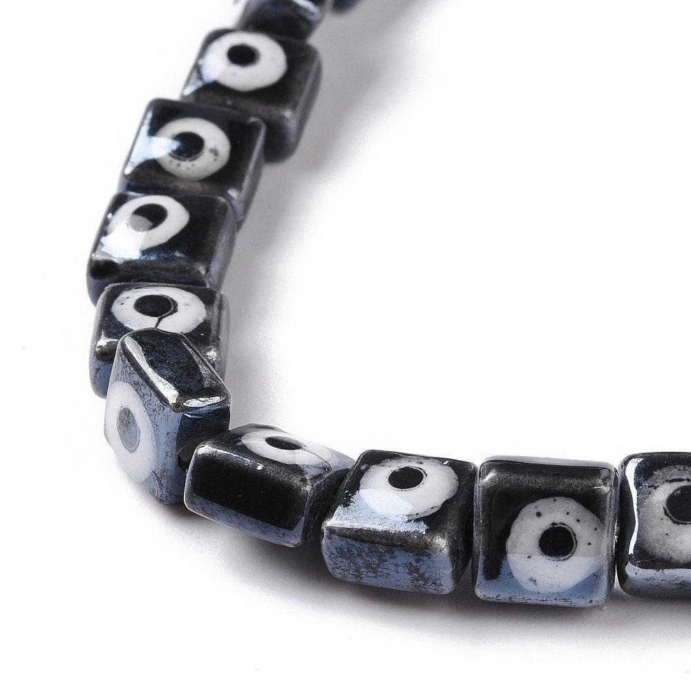 Keramiek kraal plat vierkant met evil eye 17x14mm - per stuk - Image 2