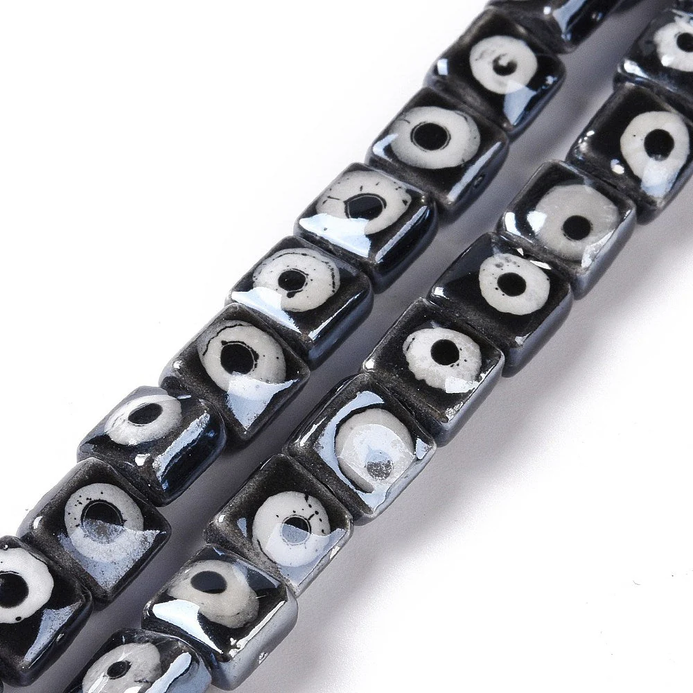 Keramiek kraal plat vierkant met evil eye 17x14mm - per stuk - Image 3