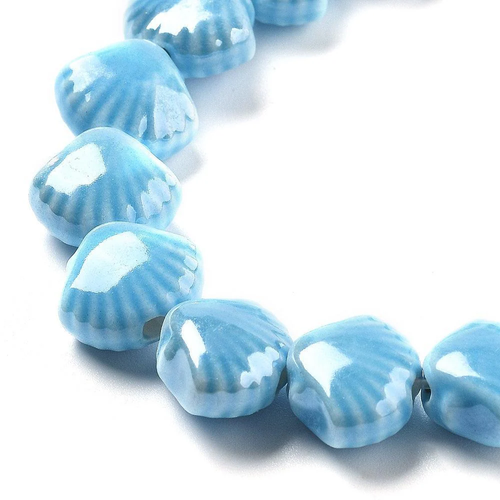 Keramiek kraal Schelp Sky Blue 12mm- per stuk - Image 2