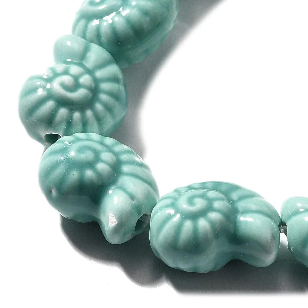 Keramiek kraal Schelp Turquoise 15mm- per stuk - Image 2
