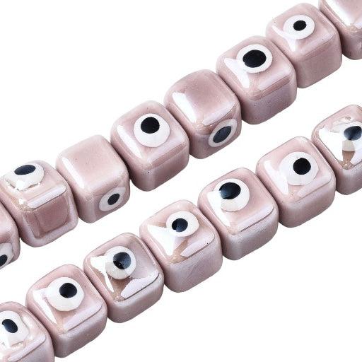 Keramiek kraal vierkant rosy brown 8,5mm- per stuk