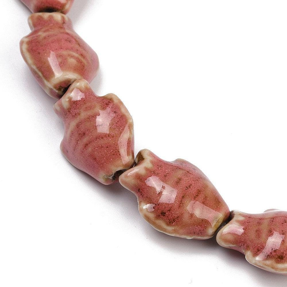 Keramiek kraal vis Indian Red 20x15mm- per stuk - Image 2