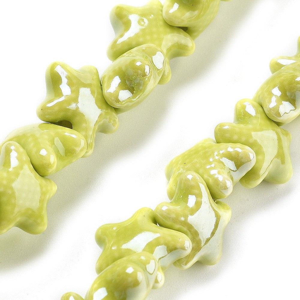 Keramiek kraal Zeester Limegroen 12mm- per stuk