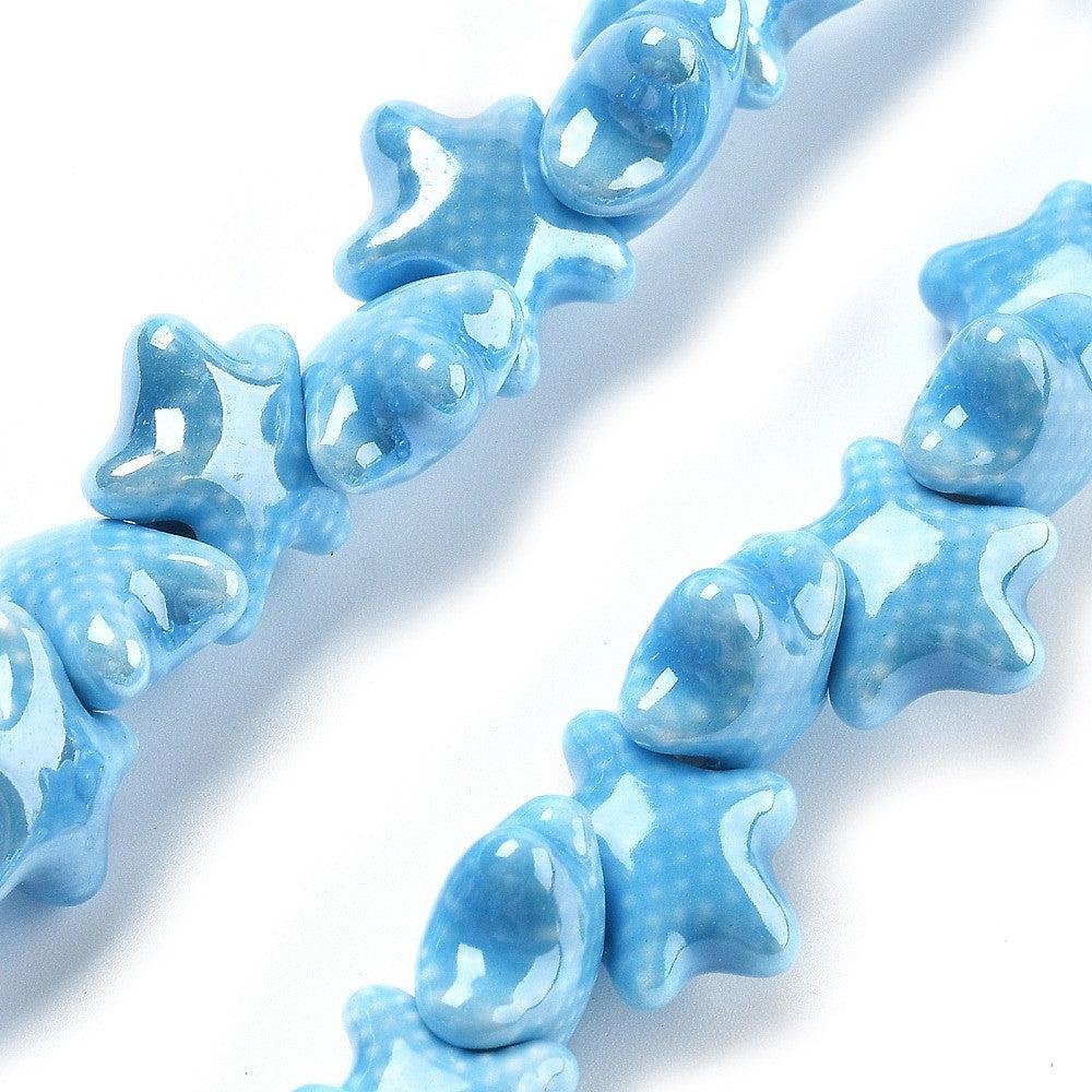 Keramiek kraal Zeester Sky Blue 12mm- per stuk