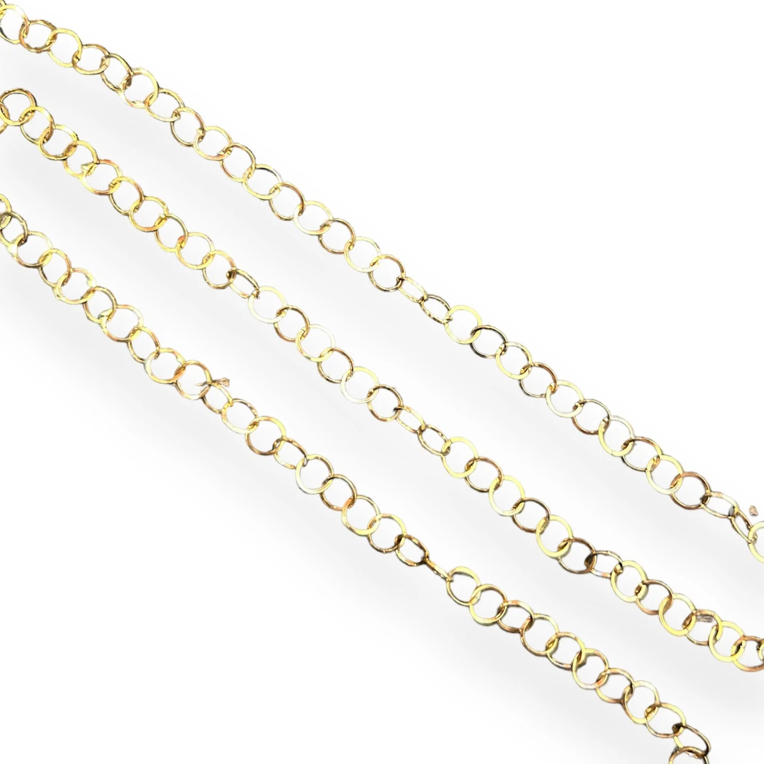 Ketting cirkels klein RVS goud 3x0,3mm - prijs per 10cm