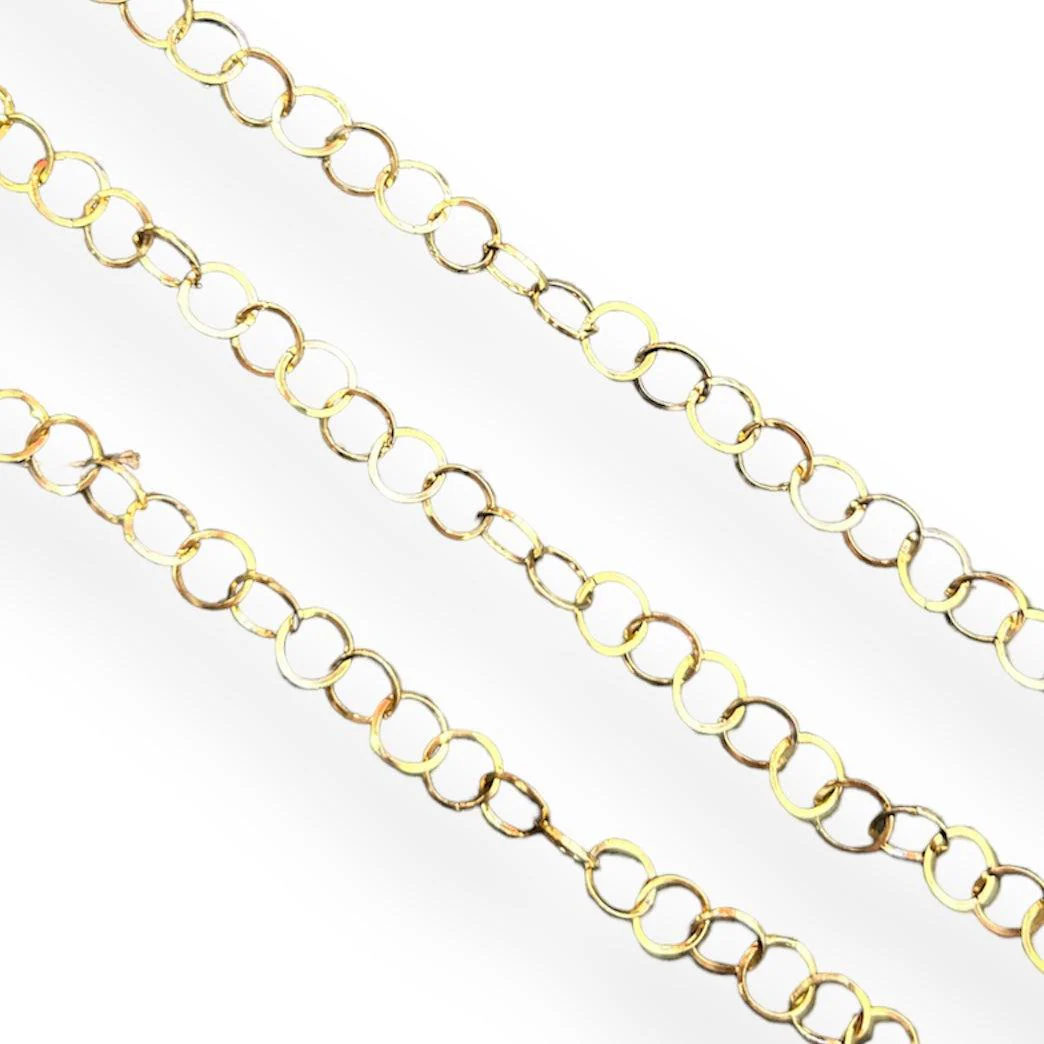 Ketting cirkels RVS goud 5x0,3mm - prijs per 10cm