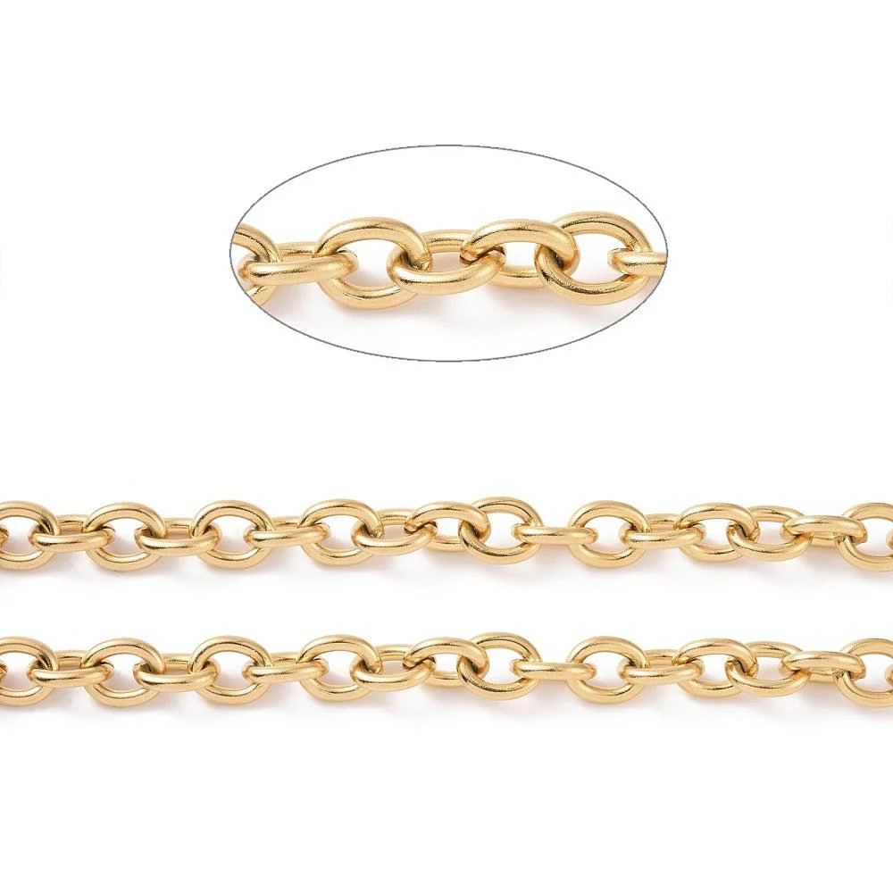Ketting grote schakel dik RVS goud 10,5x8mm - prijs per 10cm - Image 2