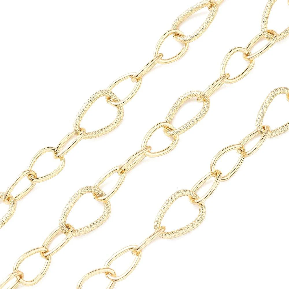 Ketting grote schakel druppels RVS goud 15x10mm - prijs per 10cm - Image 2