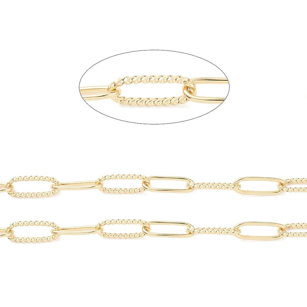 Ketting grote schakel rechthoek relief 18K goud 13x5mm - prijs per 10cm - Image 2