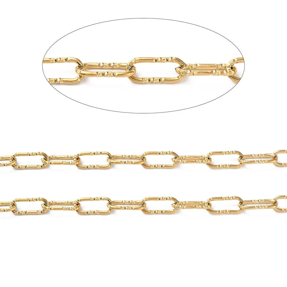 Ketting grote schakel rechthoek RVS goud 17x7mm - prijs per 10cm - Image 2