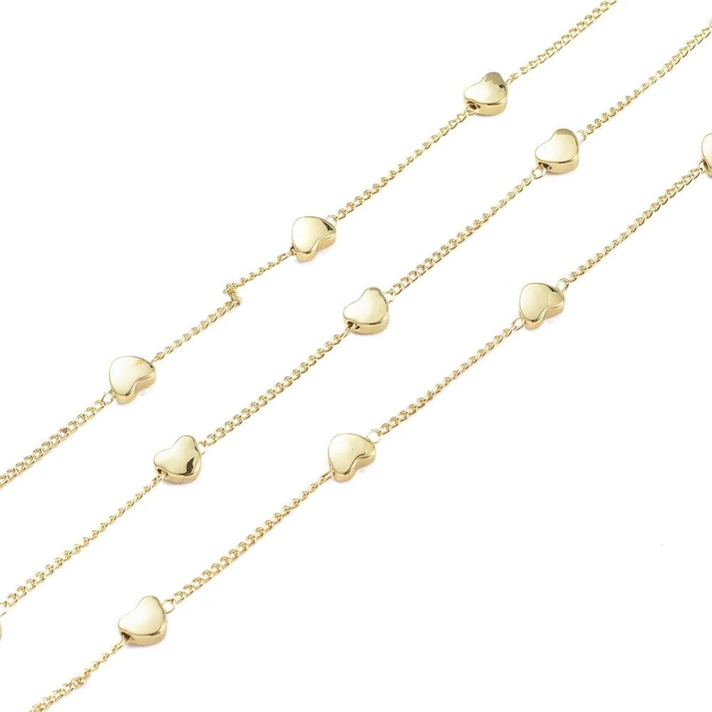 Ketting hartjes gold plated 1x5,5mm - prijs per 10cm