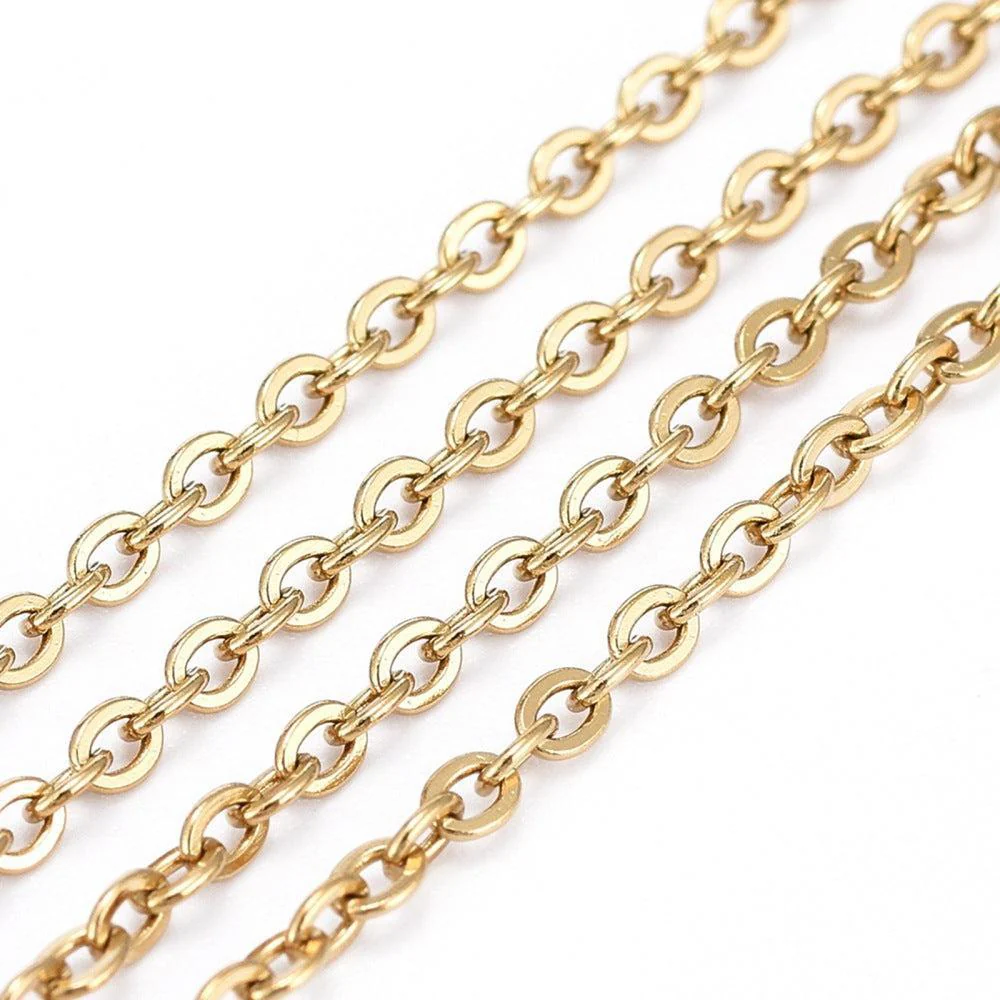 Ketting ovaal Premium RVS goud 2x2,5mm - prijs per 10cm - Image 2
