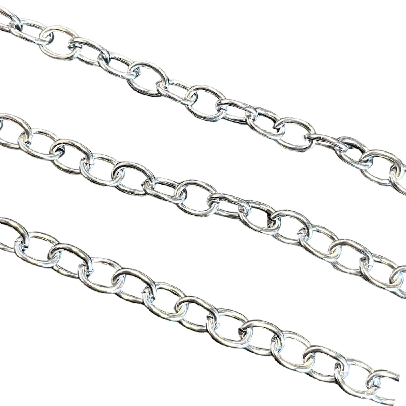 Ketting oval cable RVS zilver 8x6x1mm- per 10 cm