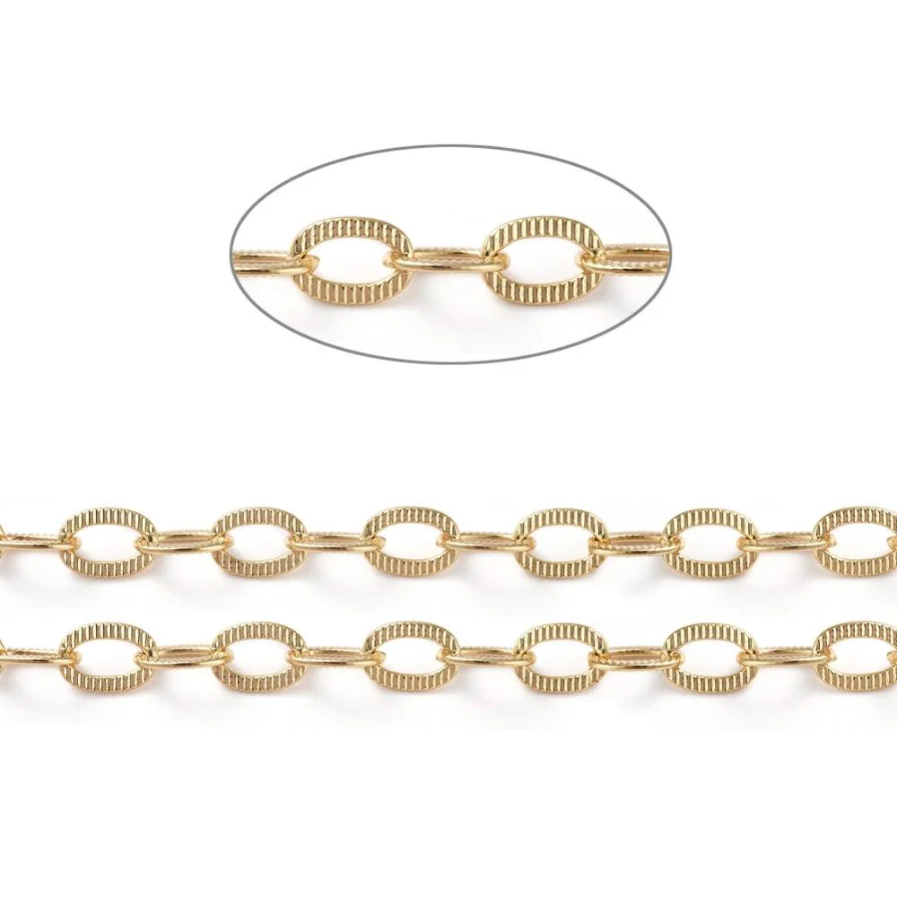 Ketting ovale schakels textuur 18K gold 8x6mm - prijs per 10cm - Image 2
