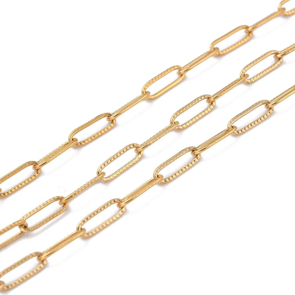 Ketting schakel 18k RVS goud 10x3,5mm- per 10cm