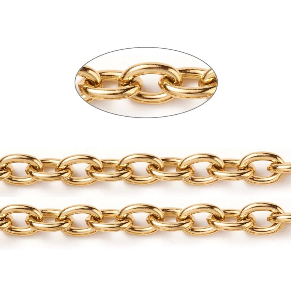 Ketting schakel RVS goud 8mm - per 10 cm - Image 2