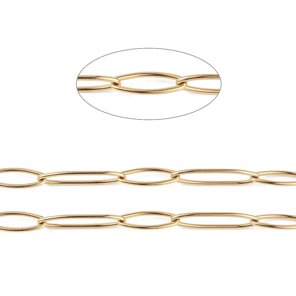 Ketting schakel ovaal RVS goud 14x5mm - prijs per 10cm - Image 2
