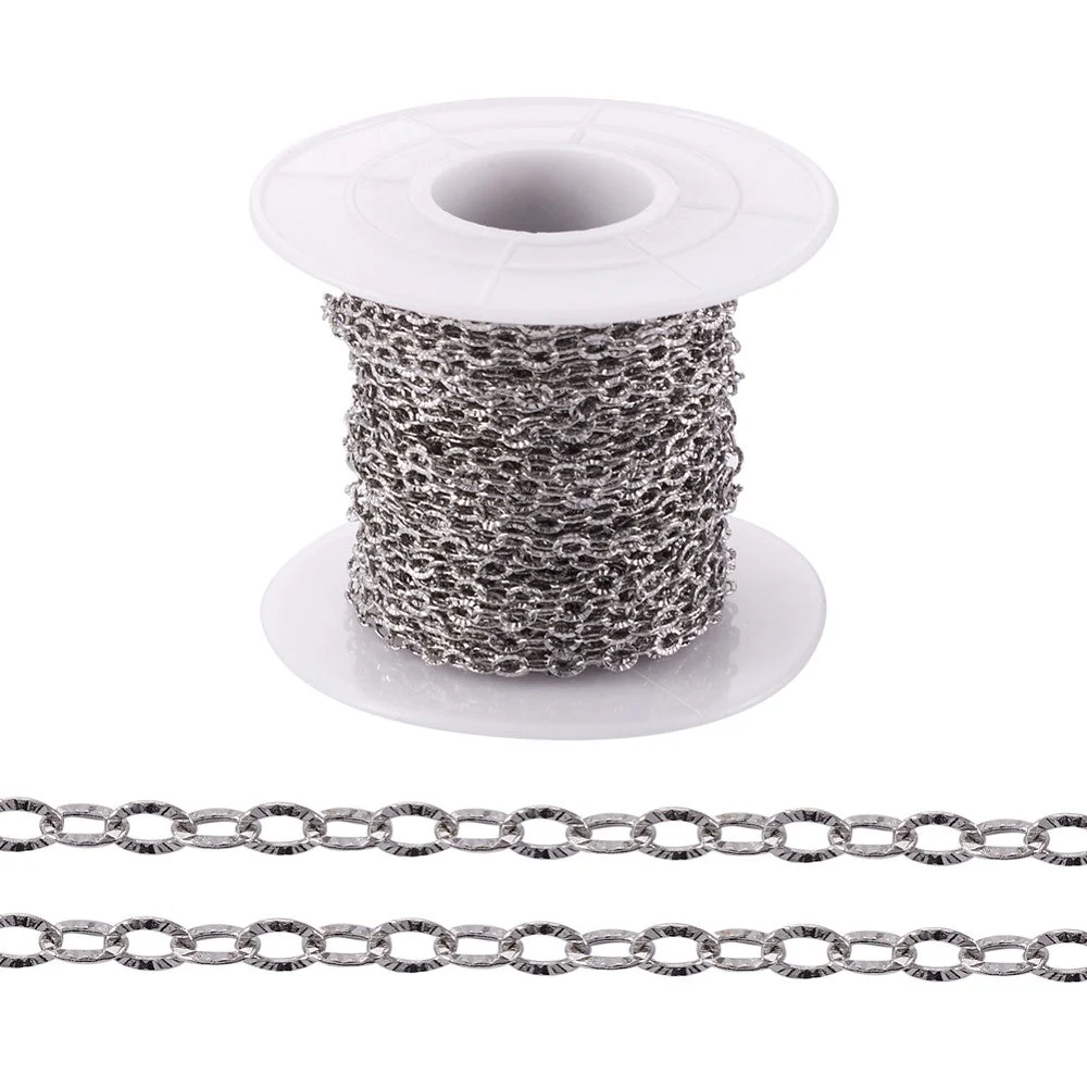 Ketting schakel textuur RVS zilver 3,5x2,5mm - prijs per 10cm