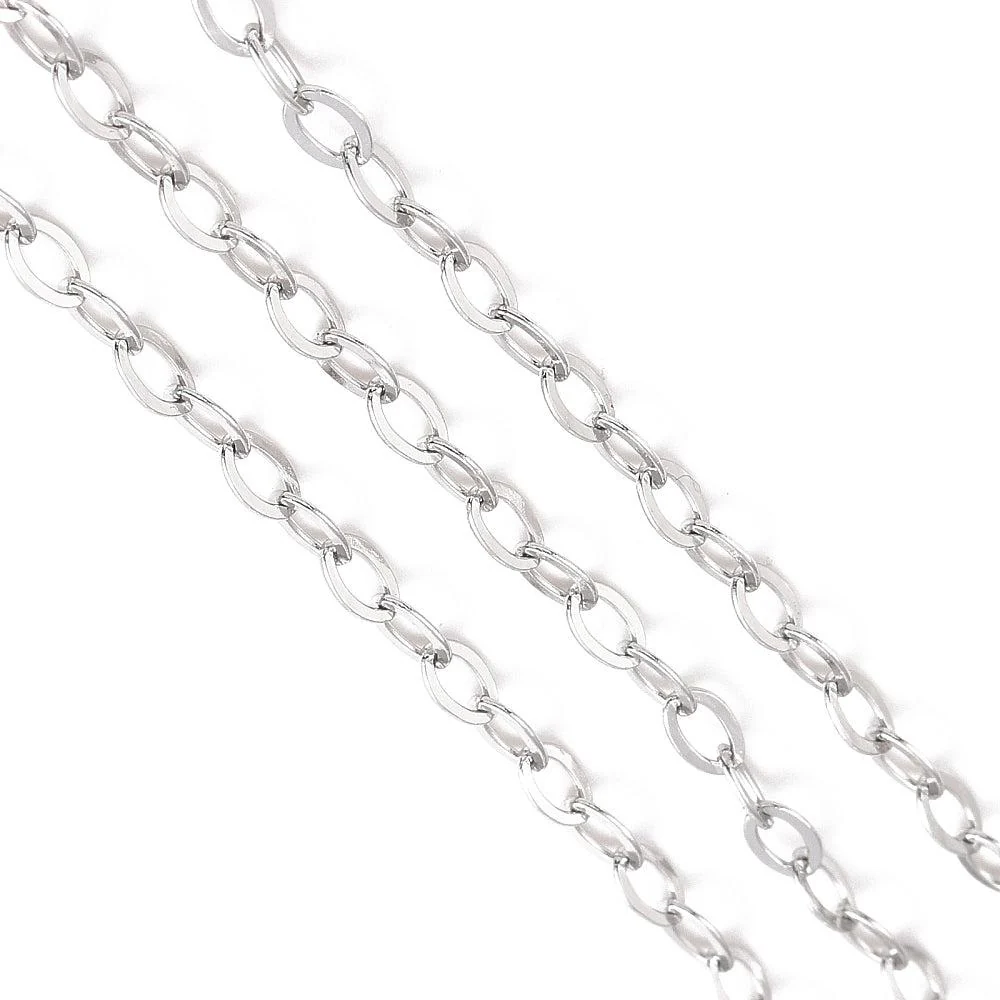 Ketting schakels RVS zilver 4x2,2mm - prijs per 10cm