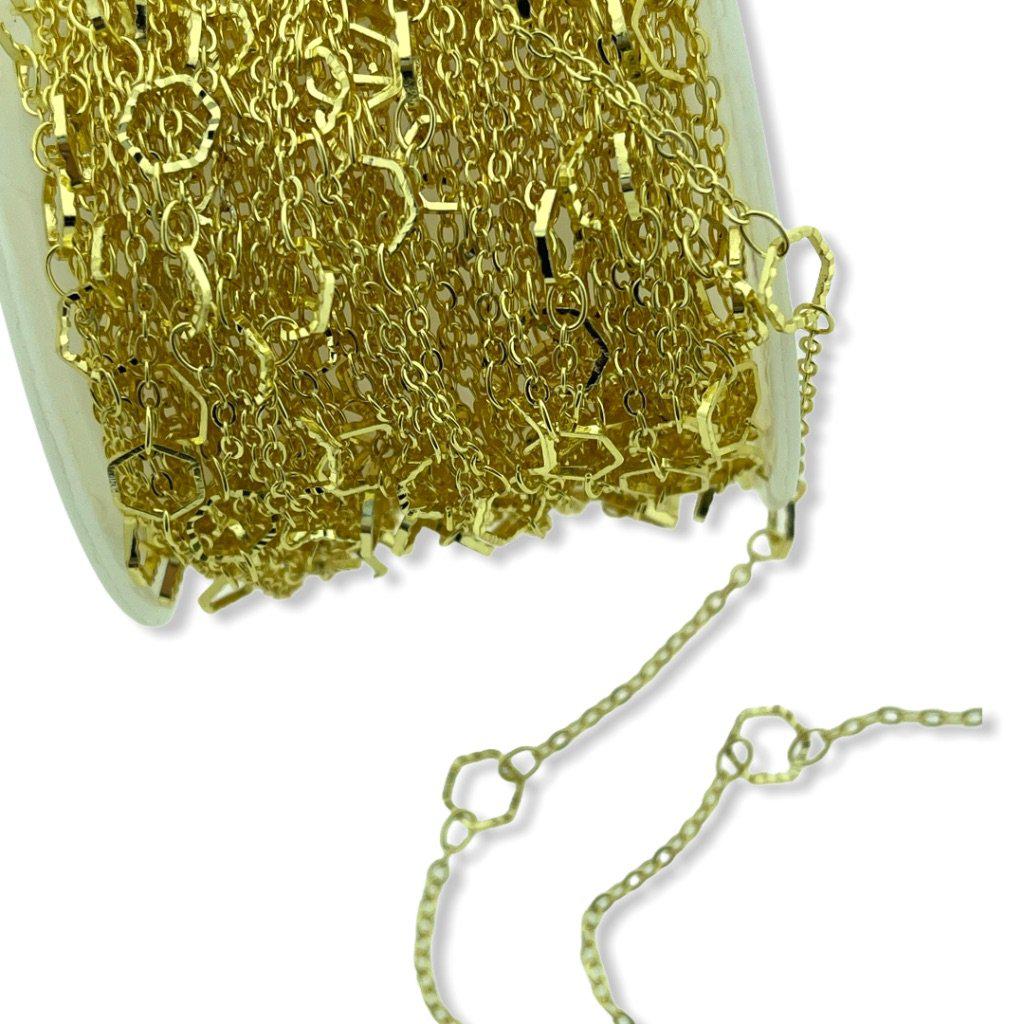 Ketting schakels zeshoek gold plated 2x1,5mm - prijs per 10cm - Image 2